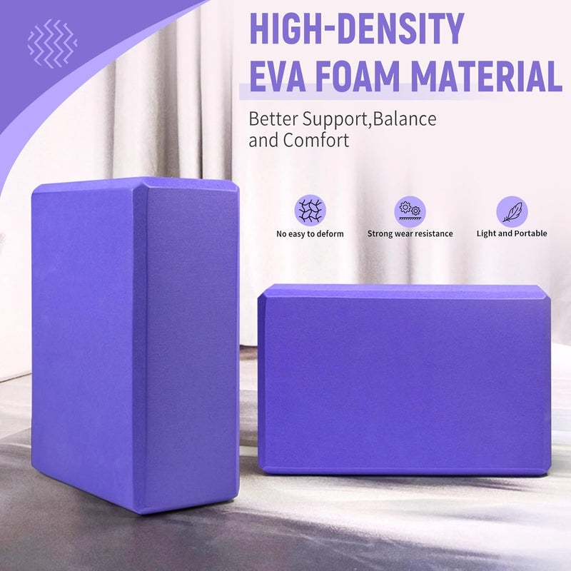 Corsiampoo Yoga Blocks 2 Pack 9x6x3 Inches, Sturdy Foam Yoga Block, Premium EVA, Non Slip High Density for Pilates Meditation, Stretching and Toning - Image 4